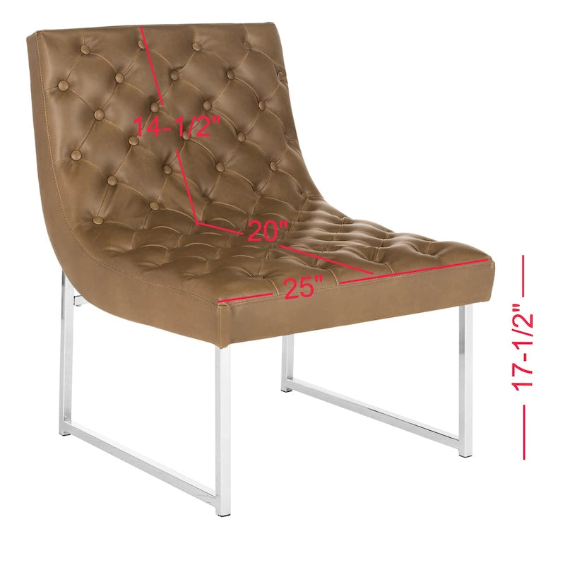 SAFAVIEH Jerilynn Fauteuil Club Hadley capitonné moderne du milieu du siècle - 63,5 x 76,2 x 81,3 cm