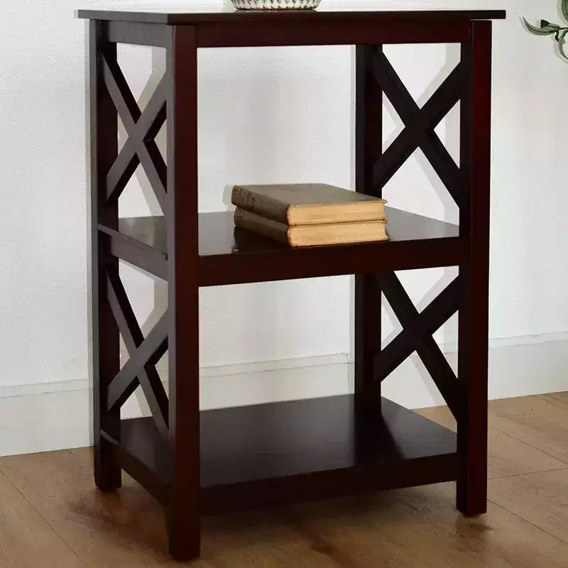 Table d'appoint en bois The Lakeside Collection avec côtés ouverts au design en X - 2 niveaux -
