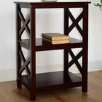Table d'appoint en bois The Lakeside Collection avec côtés ouverts au design en X - 2 niveaux -