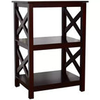 Table d'appoint en bois The Lakeside Collection avec côtés ouverts au design en X - 2 niveaux -