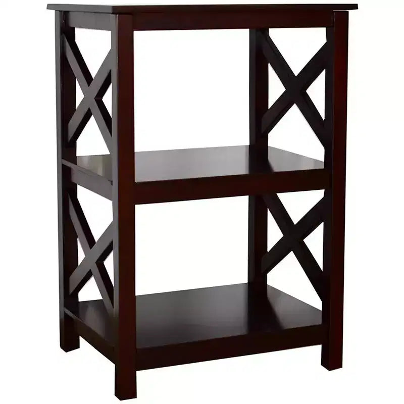 Table d'appoint en bois The Lakeside Collection avec côtés ouverts au design en X - 2 niveaux -