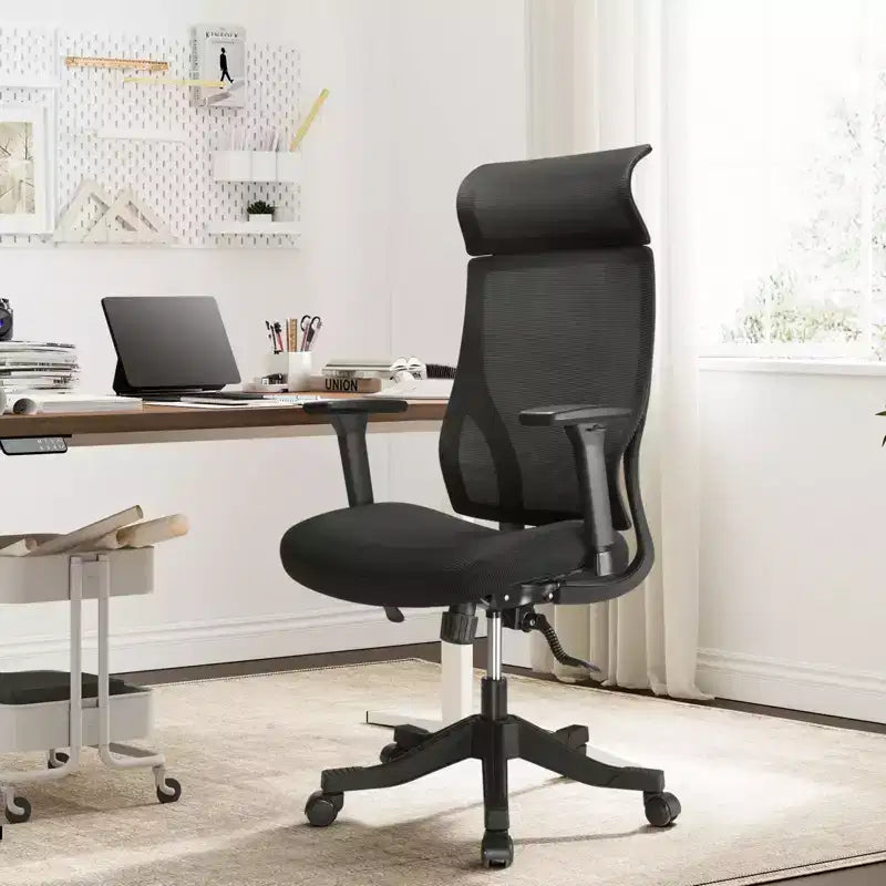 Chaise de bureau ergonomique en maille avec accoudoirs 3D, appui-tête et support lombaire