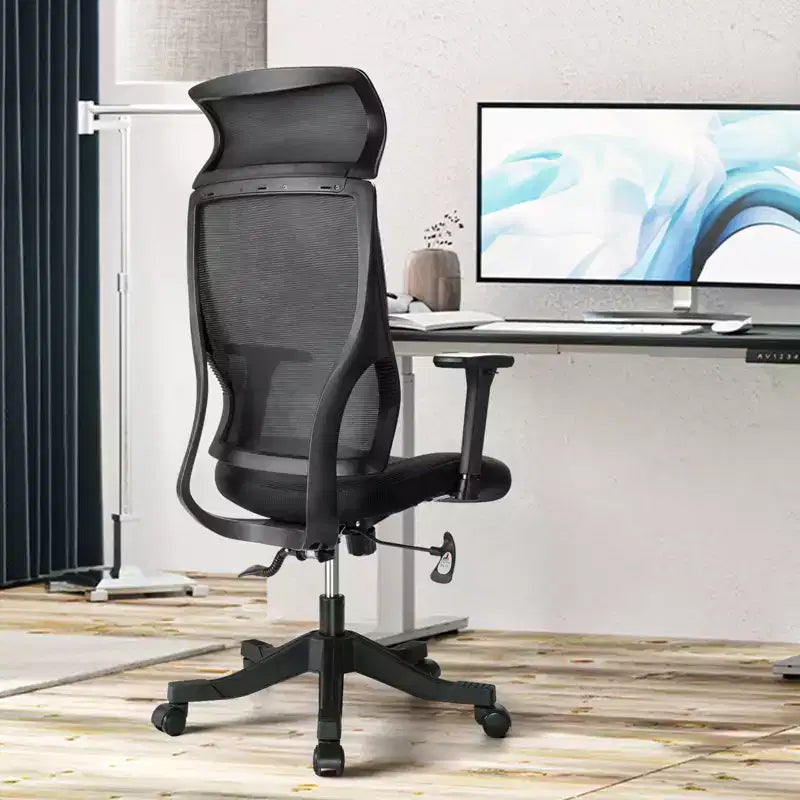 Chaise de bureau ergonomique en maille avec accoudoirs 3D, appui-tête et support lombaire