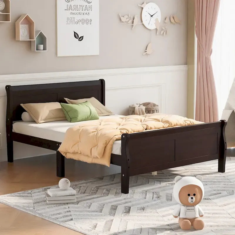 Lit plateforme en bois CUSchoice Queen Size avec tête de lit