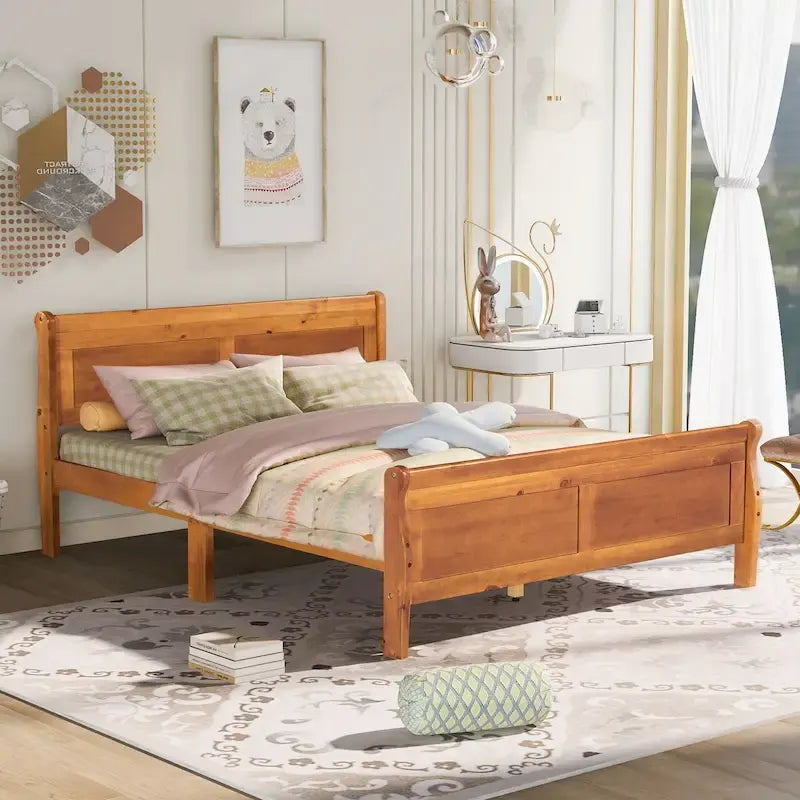 Lit plateforme en bois CUSchoice Queen Size avec tête de lit