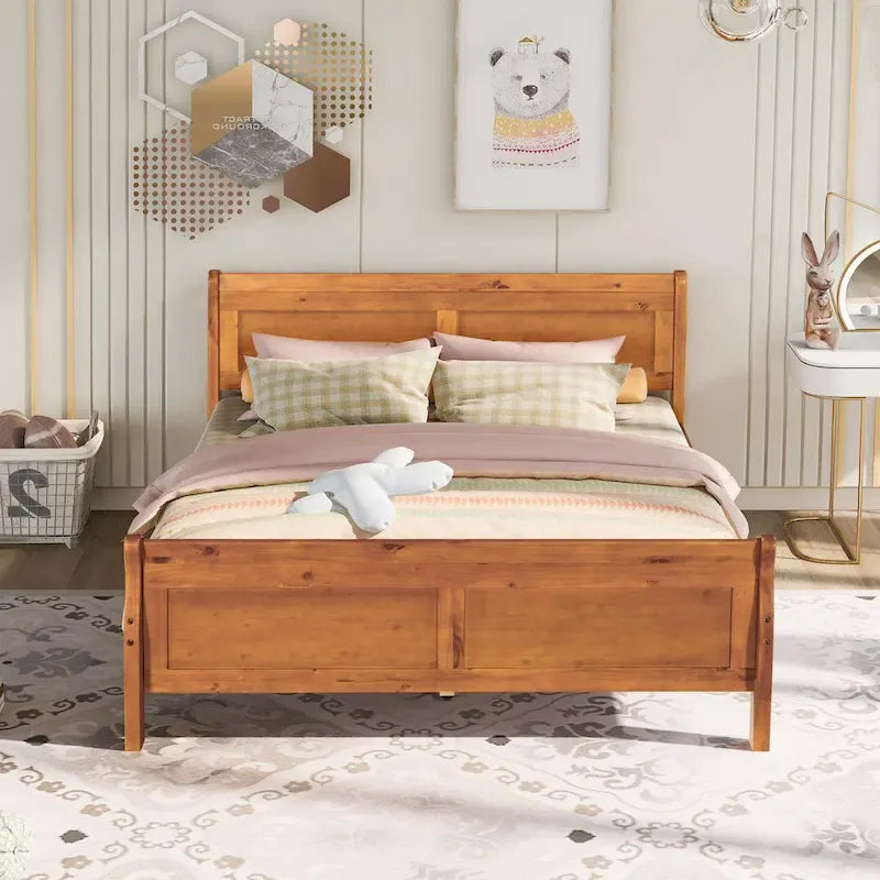Lit plateforme en bois CUSchoice Queen Size avec tête de lit