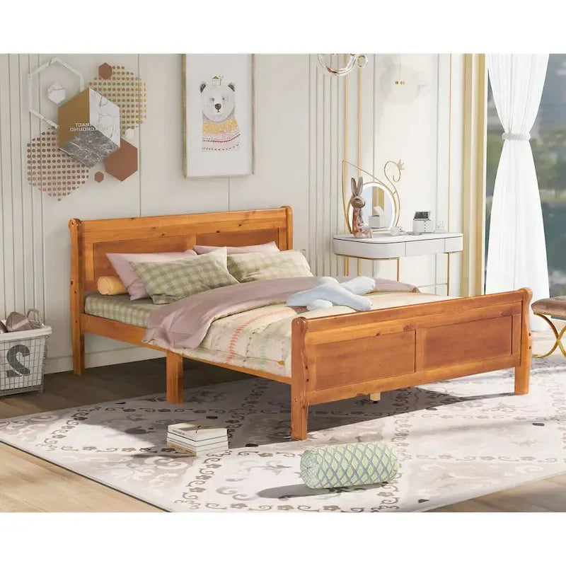 Lit plateforme en bois CUSchoice Queen Size avec tête de lit