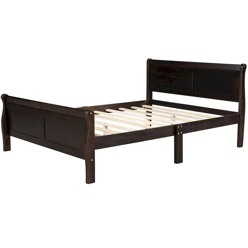 Lit plateforme en bois CUSchoice Queen Size avec tête de lit
