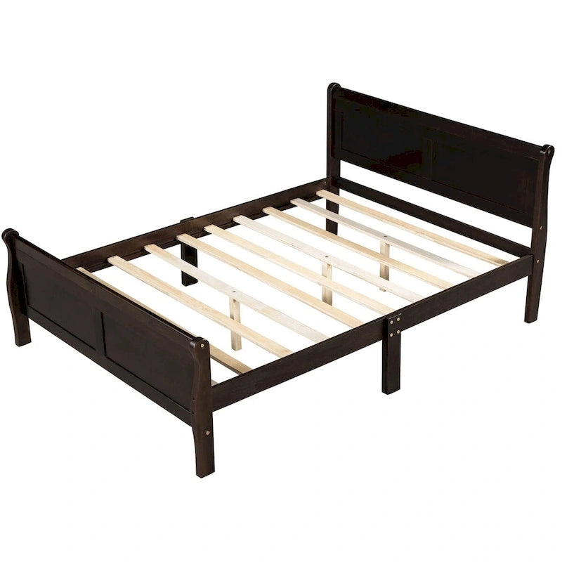 Lit plateforme en bois CUSchoice Queen Size avec tête de lit