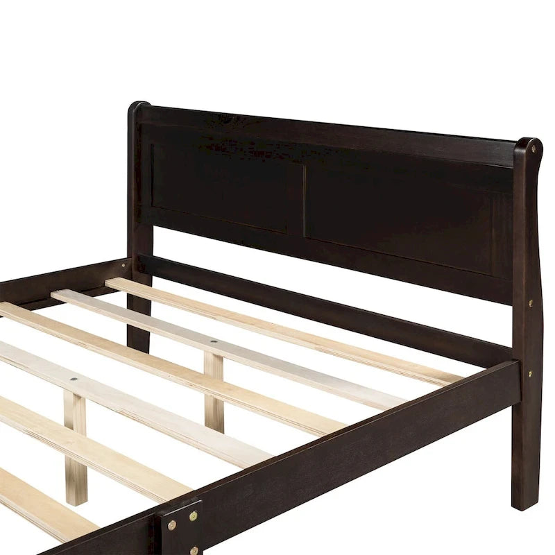 Lit plateforme en bois CUSchoice Queen Size avec tête de lit