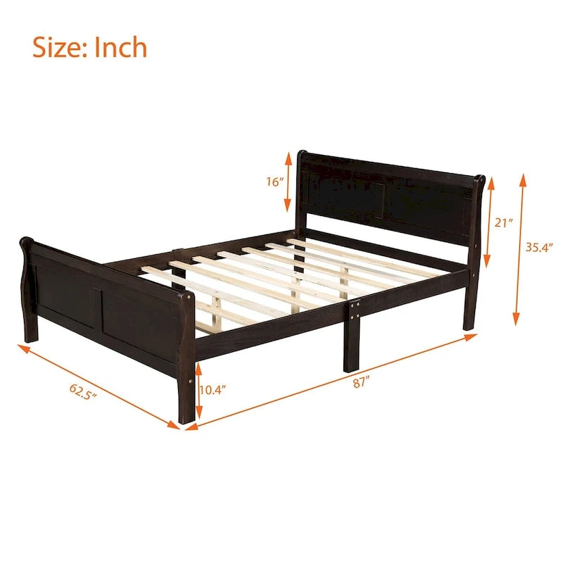 Lit plateforme en bois CUSchoice Queen Size avec tête de lit