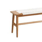 Banc de salle à manger en bois de chêne naturel au design tissé, banc de lit, banc d'entrée, pour salle à manger, chambre, salle de bain