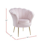 Fauteuil crapaud en velours avec dossier festonné et pieds en métal