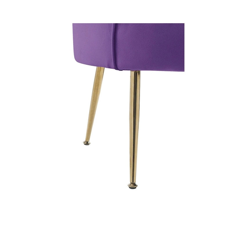 Fauteuil crapaud en velours avec dossier festonné et pieds en métal