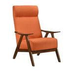 Fauteuil d'appoint Mary de 81 cm, lin polyester orange, bois massif