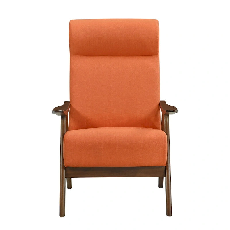 Fauteuil d'appoint Mary de 81 cm, lin polyester orange, bois massif