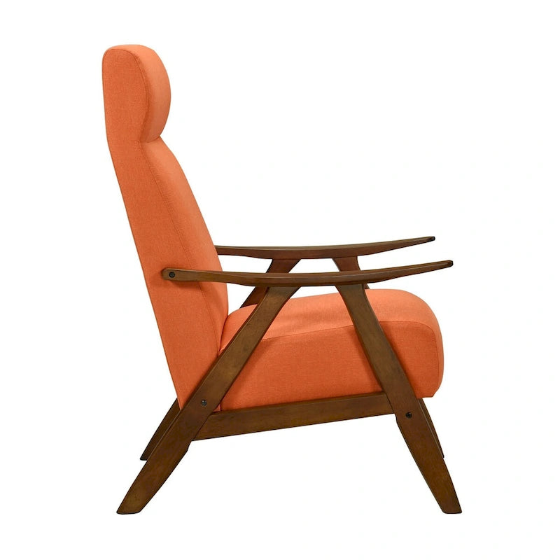 Fauteuil d'appoint Mary de 81 cm, lin polyester orange, bois massif