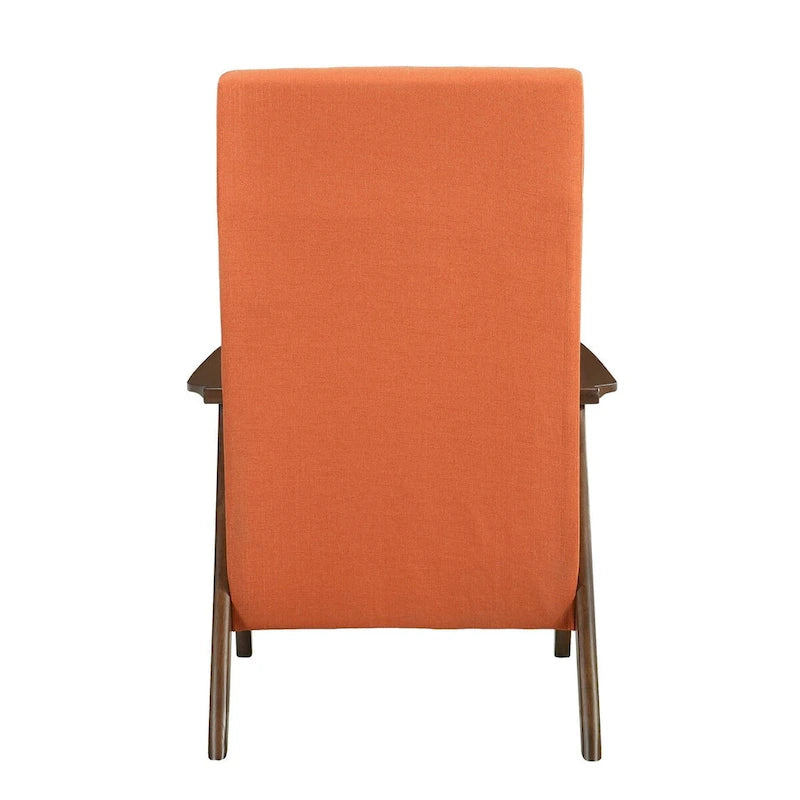Fauteuil d'appoint Mary de 81 cm, lin polyester orange, bois massif