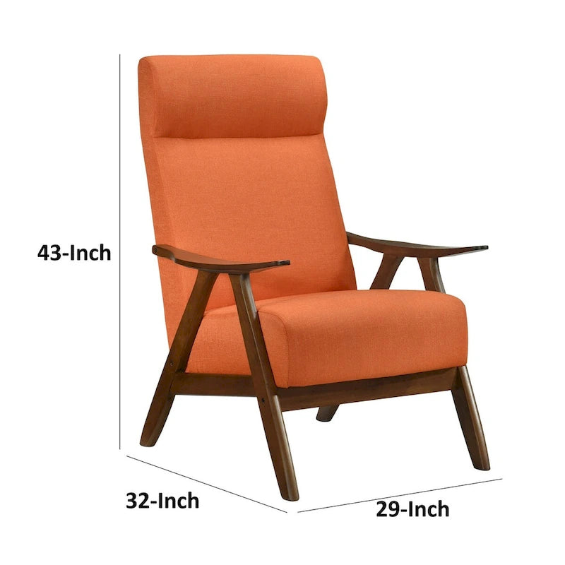 Fauteuil d'appoint Mary de 81 cm, lin polyester orange, bois massif