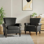 Fauteuil d'appoint en similicuir avec clous décoratifs