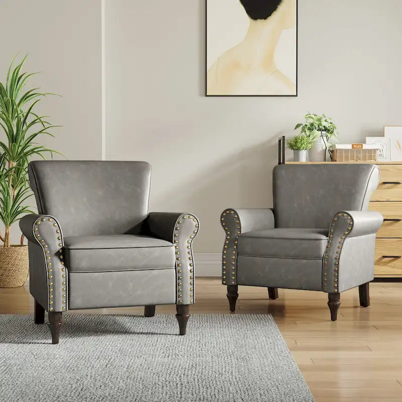 Fauteuil d'appoint en similicuir avec clous décoratifs