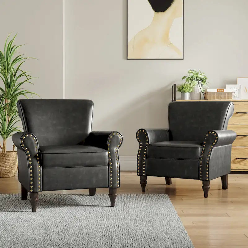 Fauteuil d'appoint en similicuir avec clous décoratifs