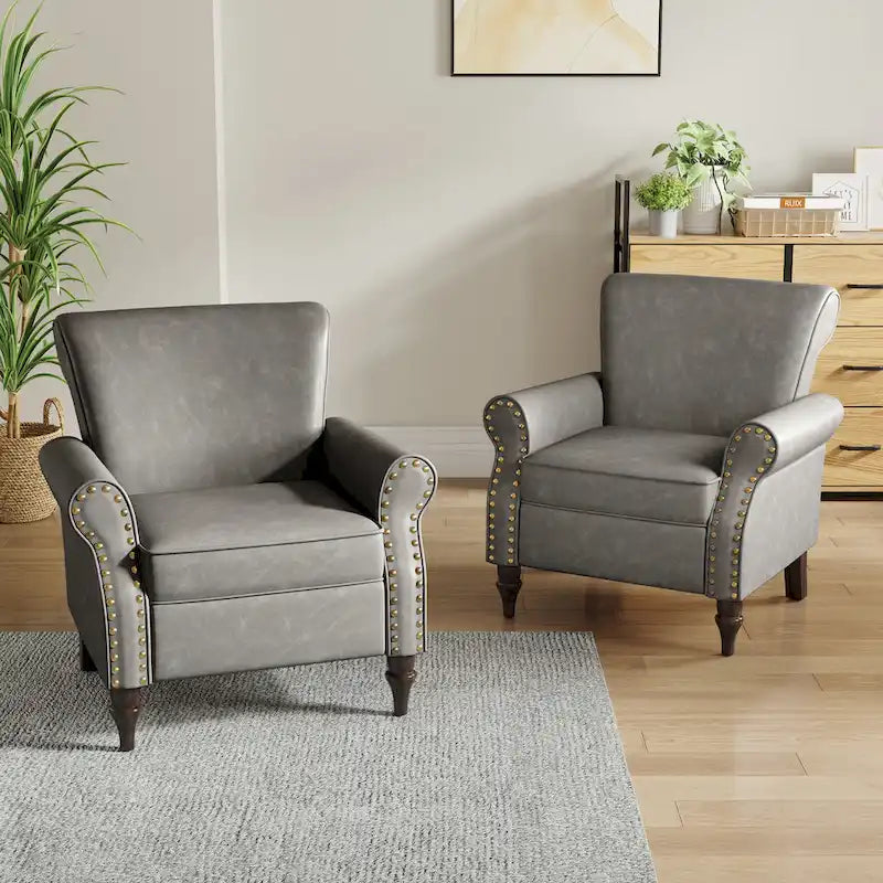 Fauteuil d'appoint en similicuir avec clous décoratifs