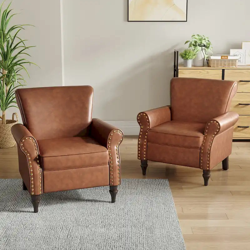 Fauteuil d'appoint en similicuir avec clous décoratifs