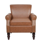 Fauteuil d'appoint en similicuir avec clous décoratifs