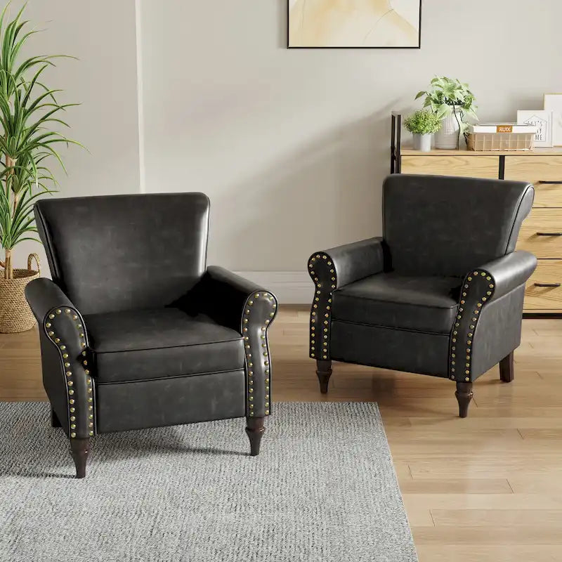 Fauteuil d'appoint en similicuir avec clous décoratifs