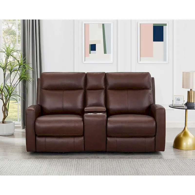 Causeuse inclinable électrique avec appuie-tête Hydeline Vienna Zero Gravity en cuir pleine fleur avec console