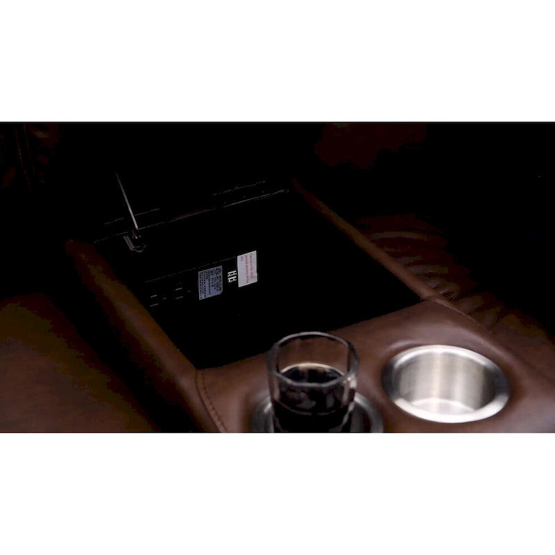 Causeuse inclinable électrique avec appuie-tête Hydeline Vienna Zero Gravity en cuir pleine fleur avec console