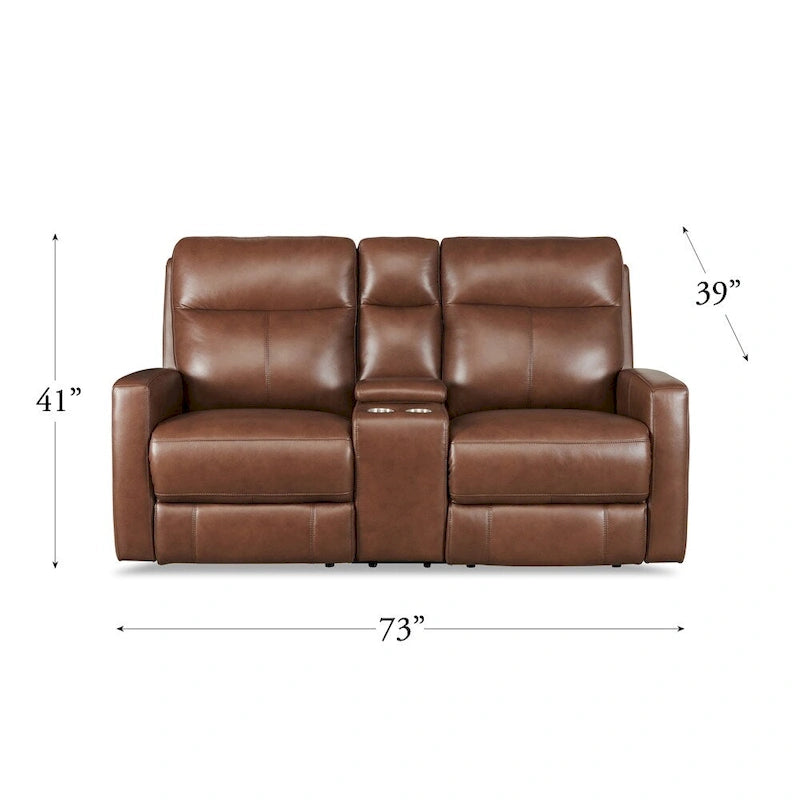 Causeuse inclinable électrique avec appuie-tête Hydeline Vienna Zero Gravity en cuir pleine fleur avec console