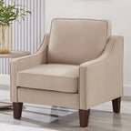Fauteuil, canapé simple de salon avec pieds en bois, fauteuil d'appoint en velours rembourré