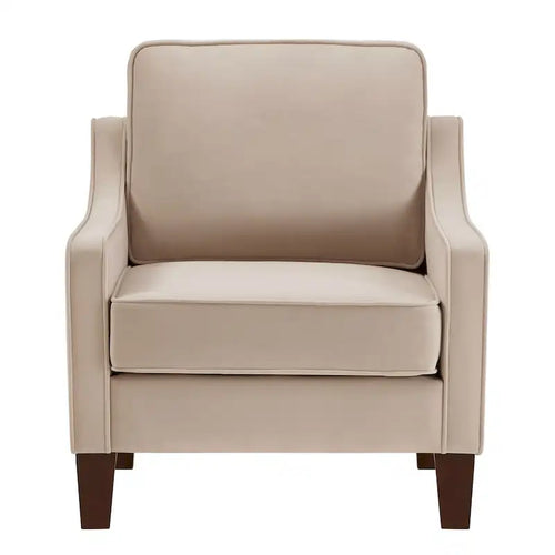 Fauteuil, canapé simple de salon avec pieds en bois, fauteuil d'appoint en velours rembourré