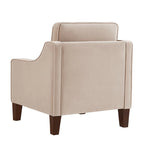 Fauteuil, canapé simple de salon avec pieds en bois, fauteuil d'appoint en velours rembourré