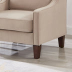 Fauteuil, canapé simple de salon avec pieds en bois, fauteuil d'appoint en velours rembourré