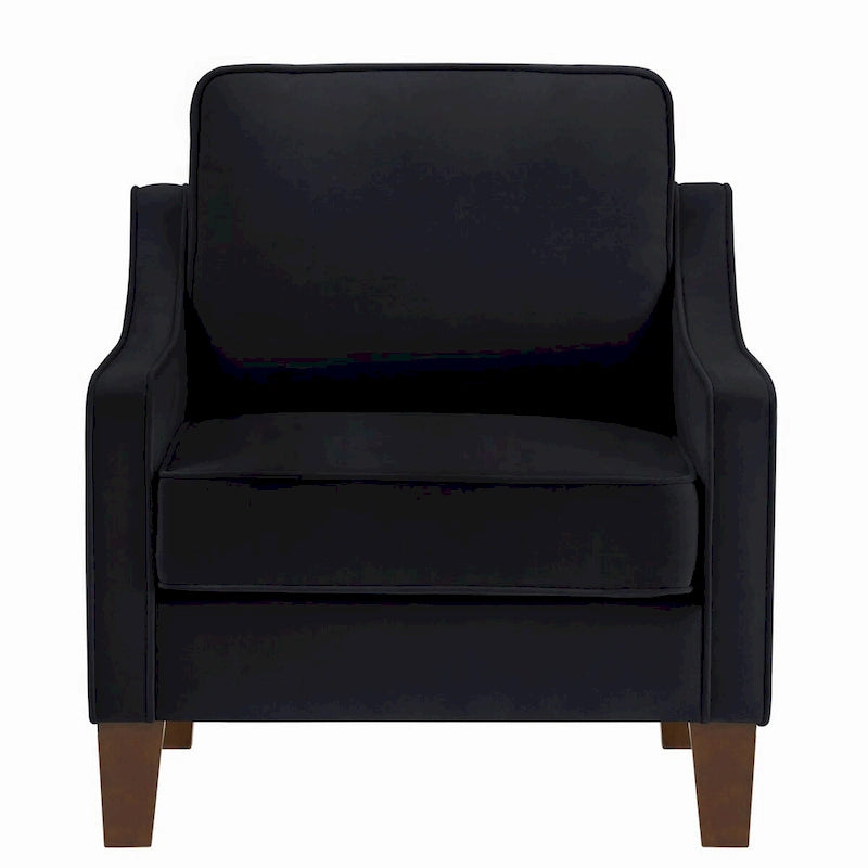 Fauteuil, canapé simple de salon avec pieds en bois, fauteuil d'appoint en velours rembourré