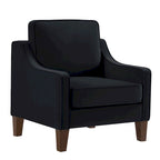 Fauteuil, canapé simple de salon avec pieds en bois, fauteuil d'appoint en velours rembourré