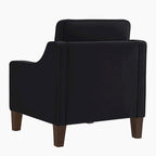 Fauteuil, canapé simple de salon avec pieds en bois, fauteuil d'appoint en velours rembourré
