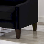 Fauteuil, canapé simple de salon avec pieds en bois, fauteuil d'appoint en velours rembourré