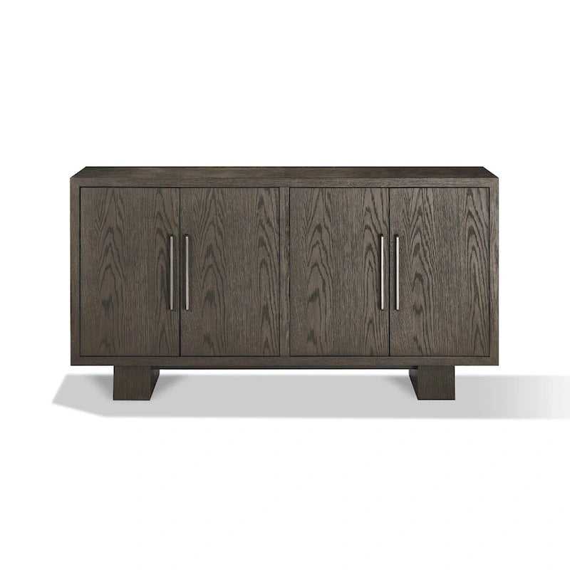 Bahut de 68 pouces Mod, bois d'hévéa, détails grain, gris cendré