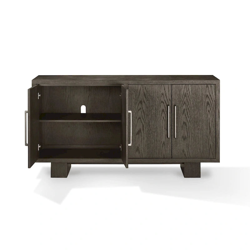 Bahut de 68 pouces Mod, bois d'hévéa, détails grain, gris cendré