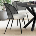 Chaise de salle à manger haute en rotin bouclé