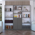 Bibliothèque à 5 étagères et armoire de 74 po de largeur