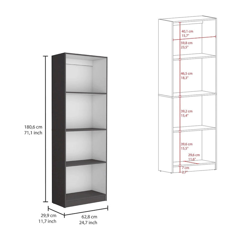 Bibliothèque à 5 étagères et armoire de 74 po de largeur