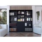 Bibliothèque à 5 étagères et armoire de 74 po de largeur