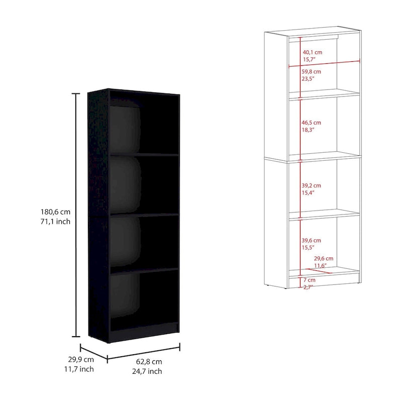 Bibliothèque à 5 étagères et armoire de 74 po de largeur