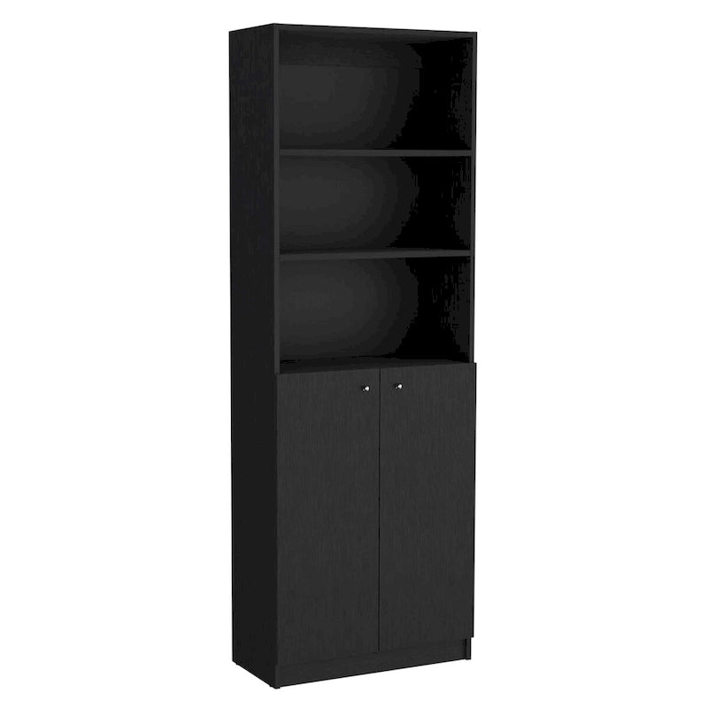 Bibliothèque à 5 étagères et armoire de 74 po de largeur