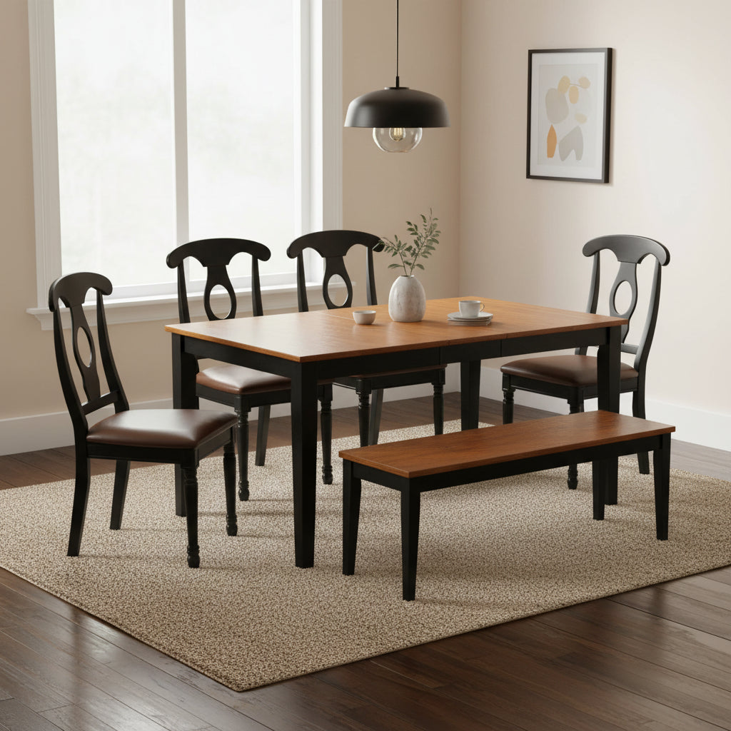 Ensemble de salle à manger East West Furniture comprenant une table rectangulaire et des chaises de salle à manger avec un banc (options de type de siège de chaise)